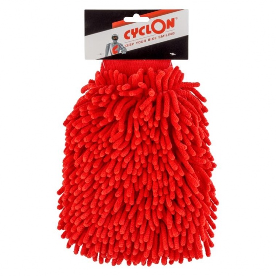 Cyclon washandschoen microvezel rood