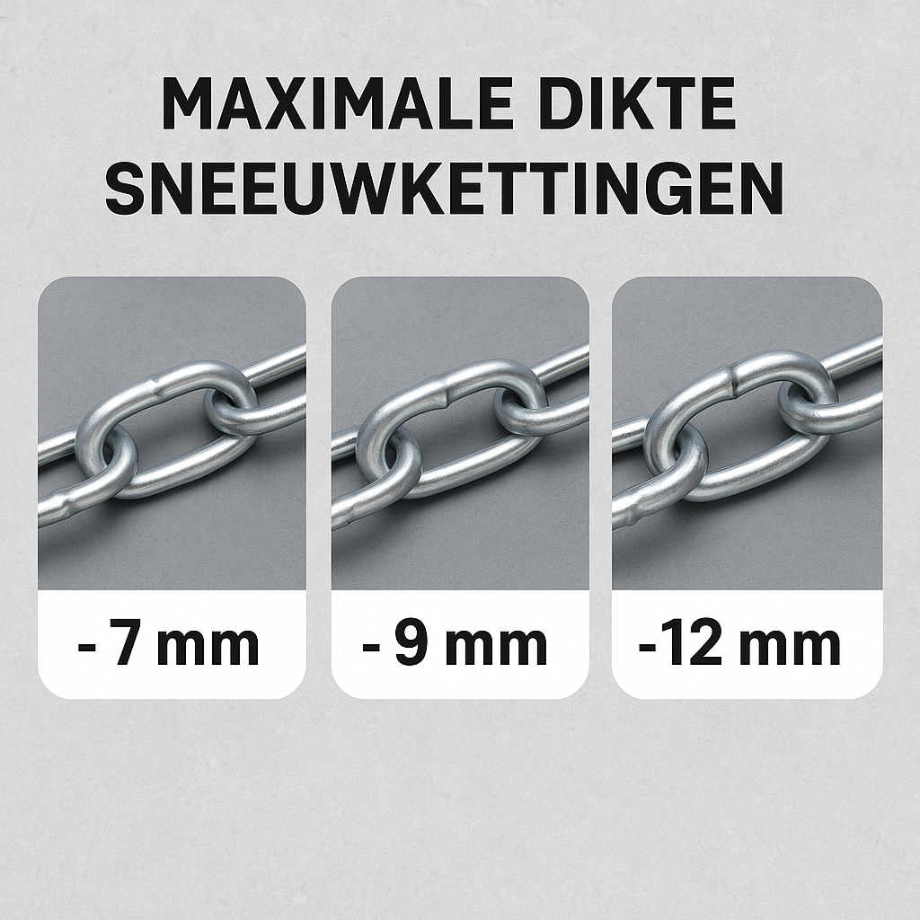 Maximale dikte sneeuwkettingen