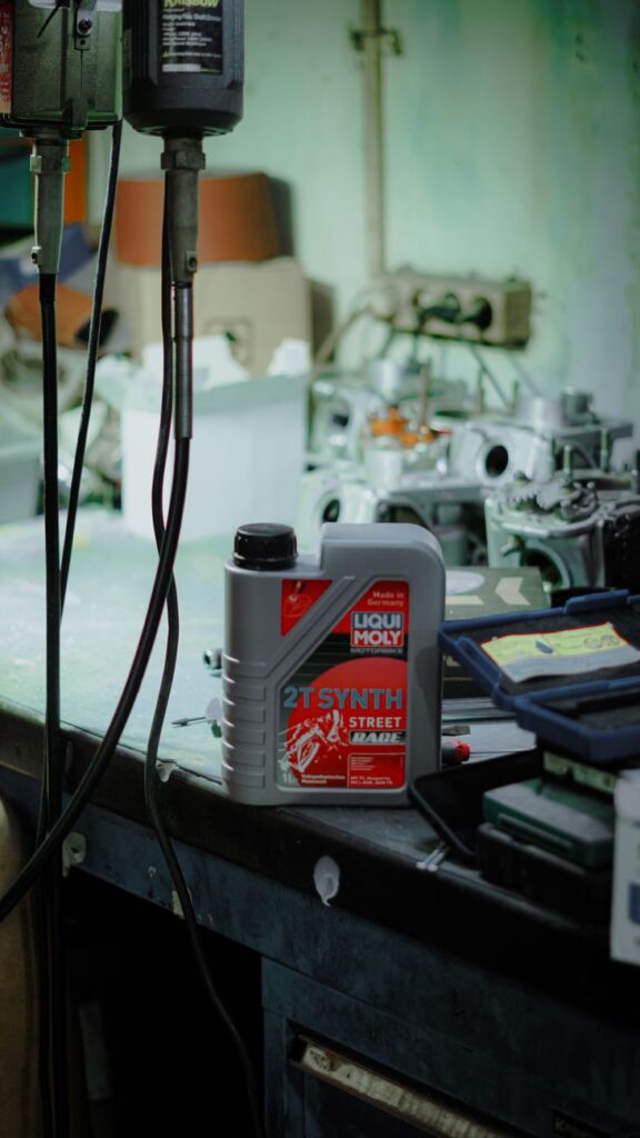 motorbike garage with liqui moly oil in jakarta